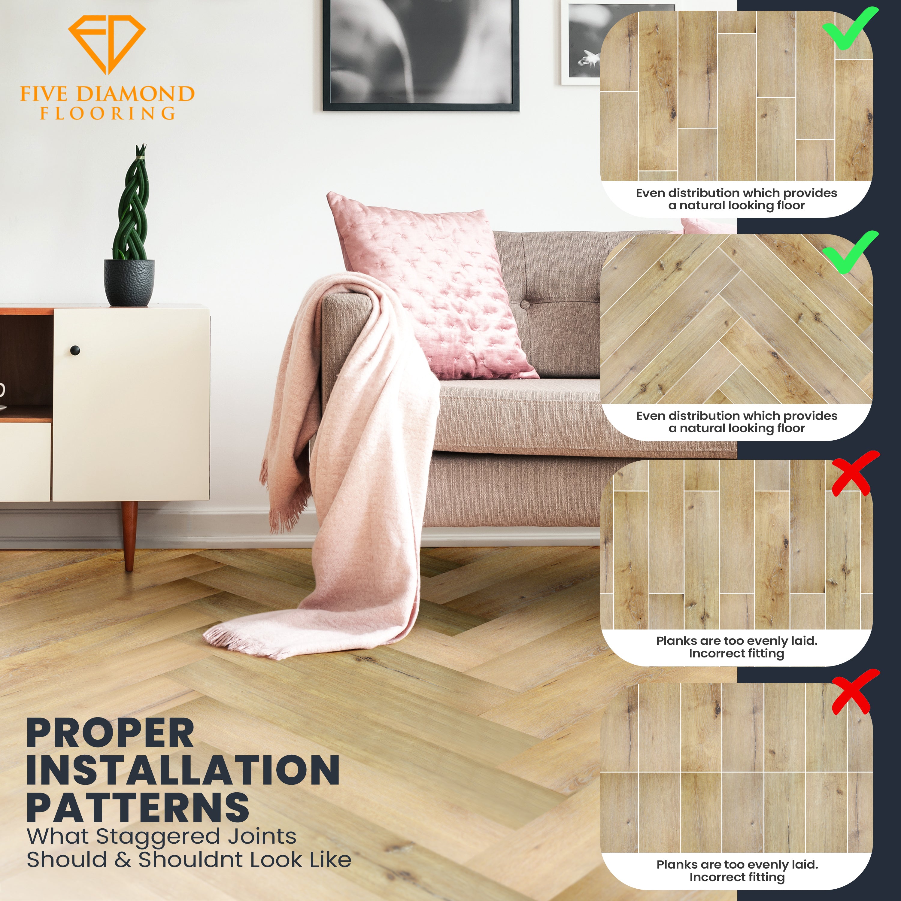 Five Diamond Peel & Stick Floor Planks: French Chateau